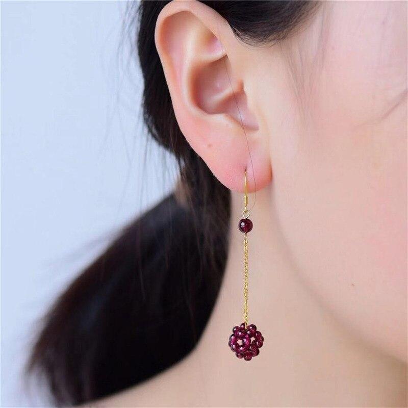 Natural Garnet Stone Raspberry Earrings