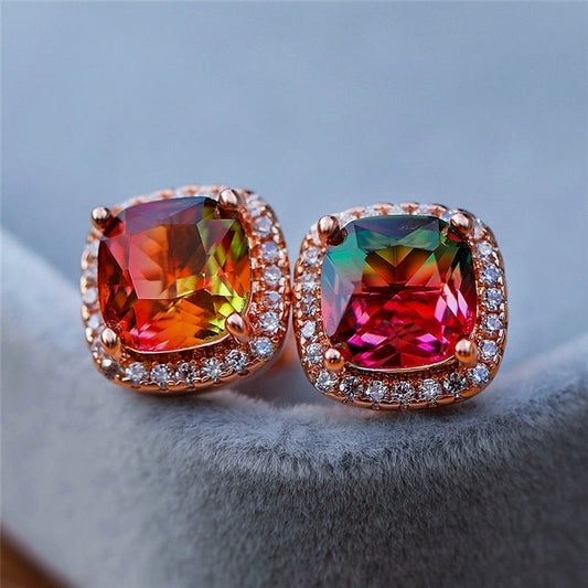 Ombre Rainbow Stud Earrings