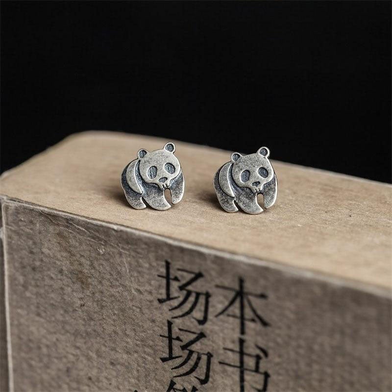 Panda Sterling Silver Earrings