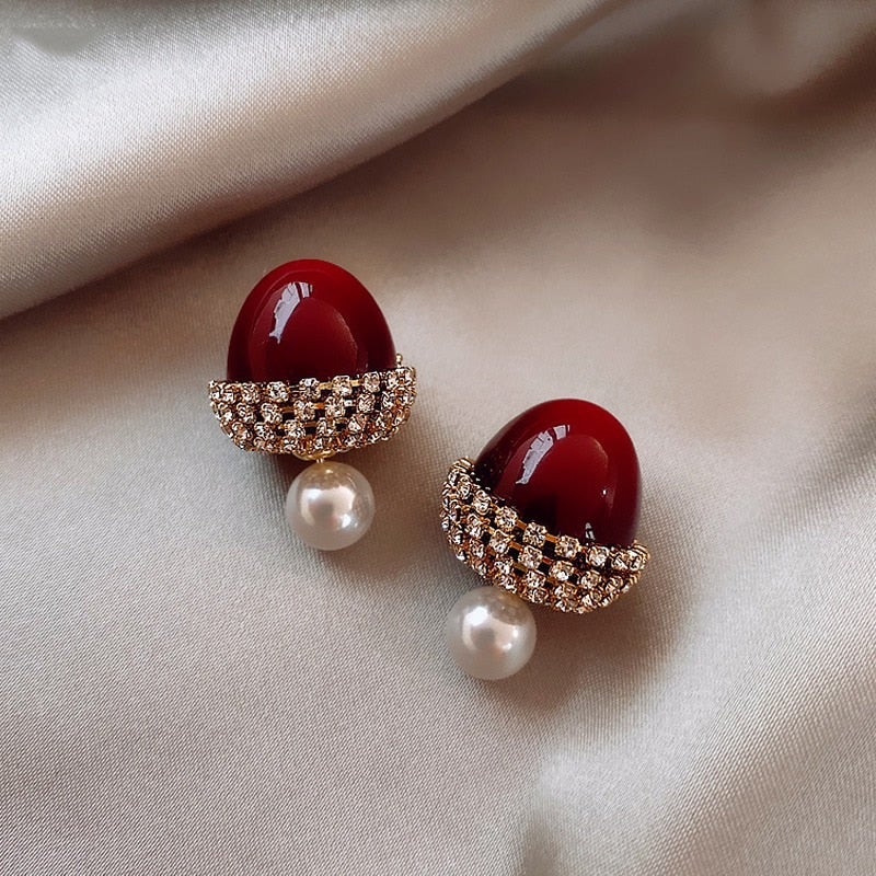 Rouge Cherry Pearl Earrings