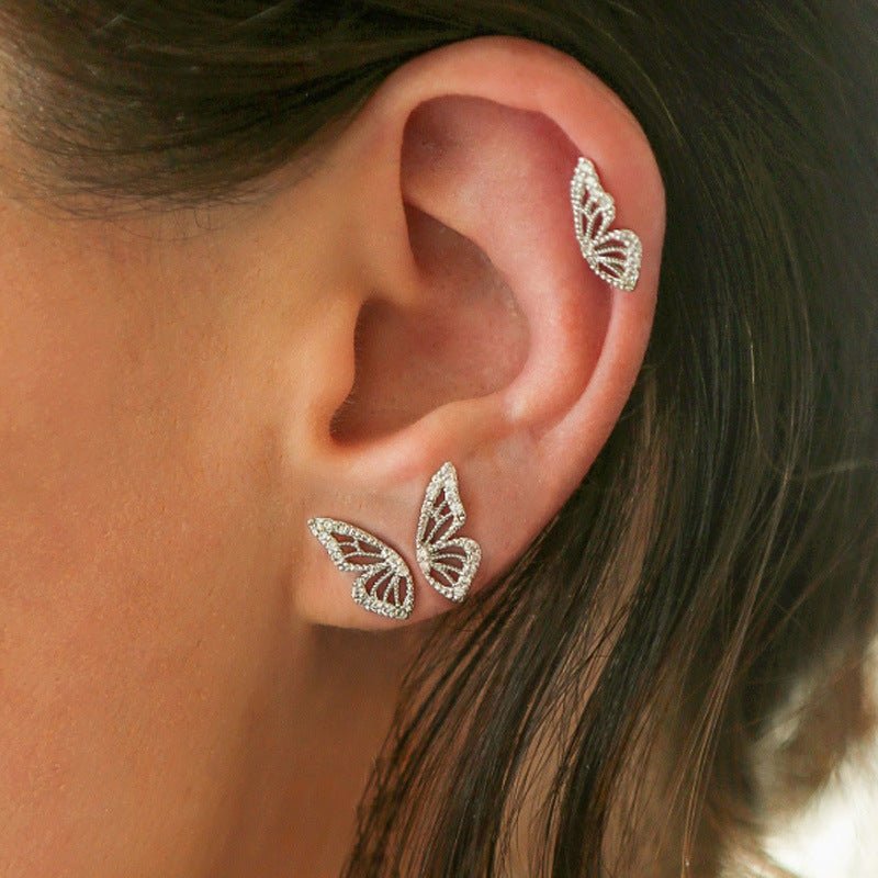 Silver Mia Butterfly Wing Earrings
