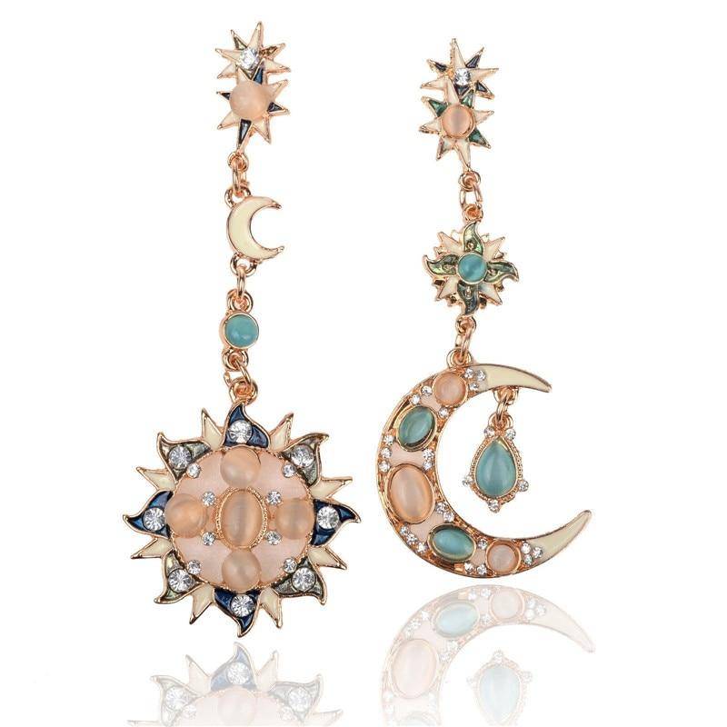 Star Sun & Moon Crystal Earrings