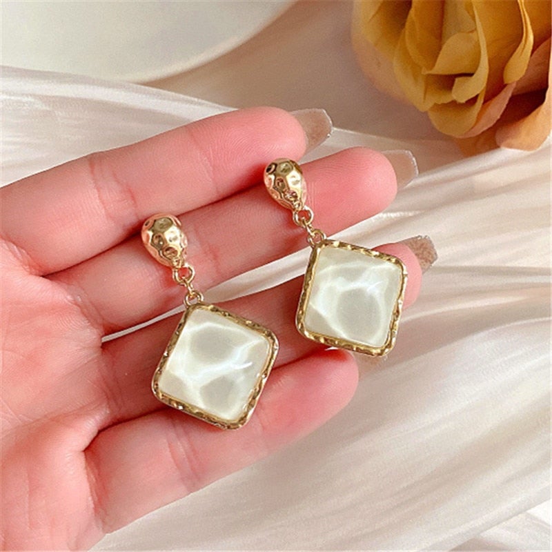Stone Crystal Drop Earrings