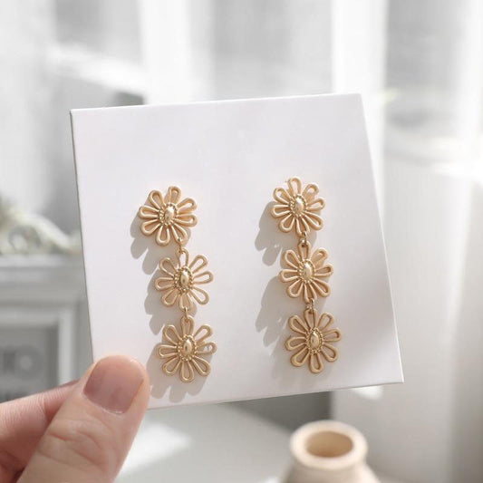 Triple Daisy Drop Earrings