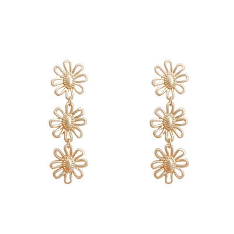 Triple Daisy Drop Earrings