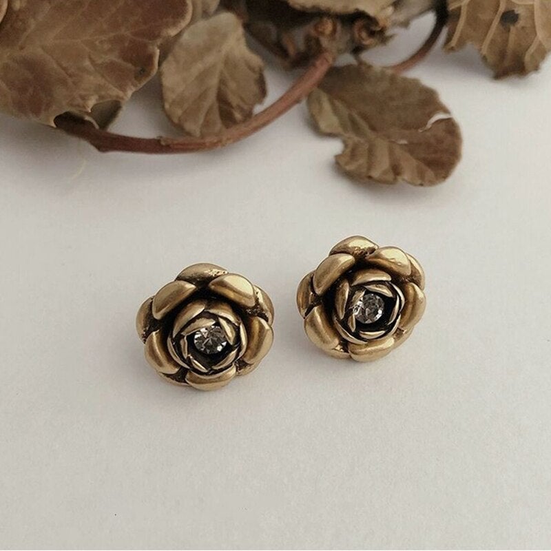 Vintage Rose Flower Earrings