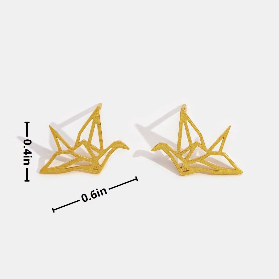 Wild Origami Crane Gold Earrings
